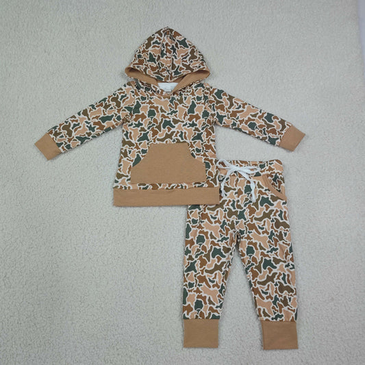 BLP1509 Hunting Camo Pocket Hoodie Long Sleeve Pants Boys Set
