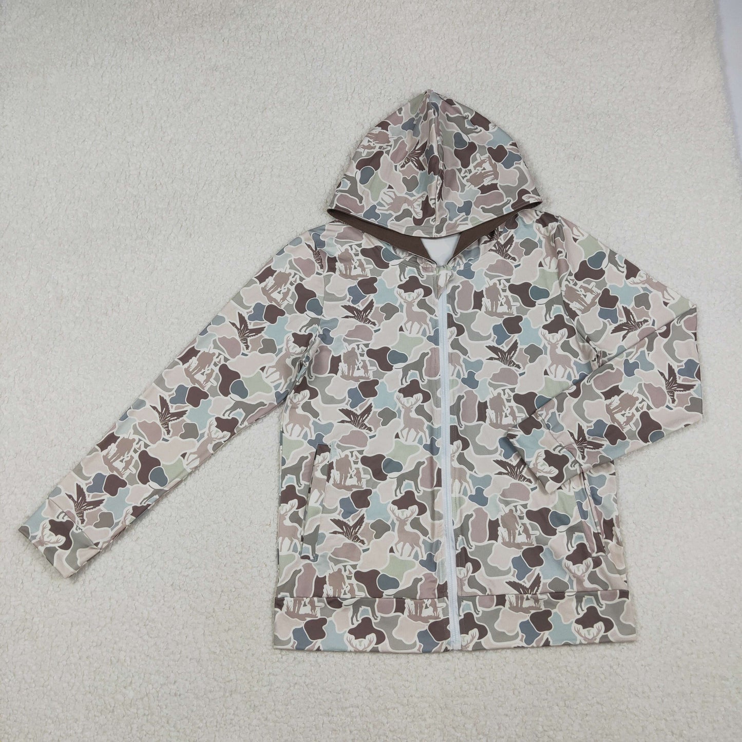 BT1392 hunting camo mallard duck dog zipper hoodie long sleeve adult man coat