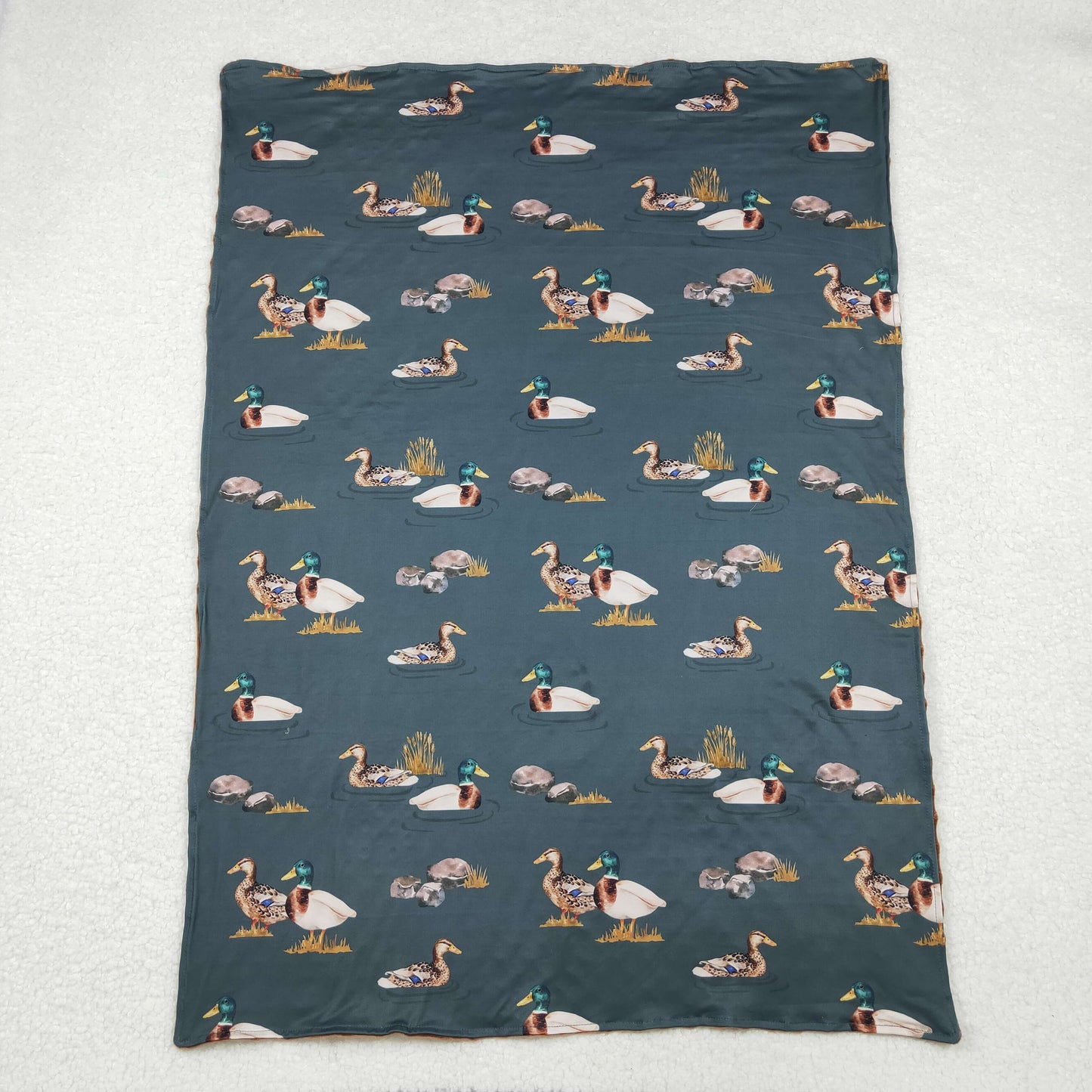 BL0186 hunting season mallard duck dark green baby blanket