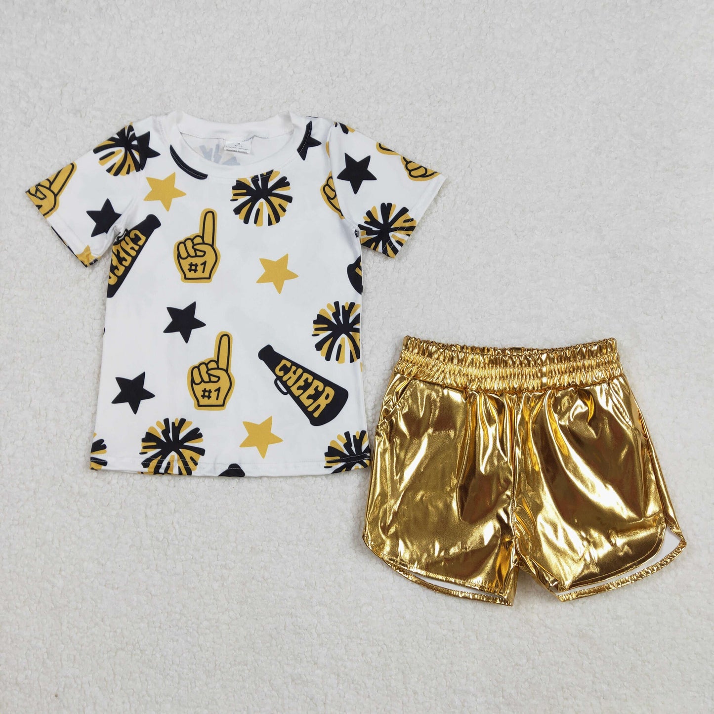cheer top leather shorts girls set RTS Sibling Clothes