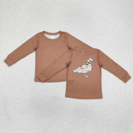 BT0950 hunting camo mallard camo duck brown long sleeve boys top