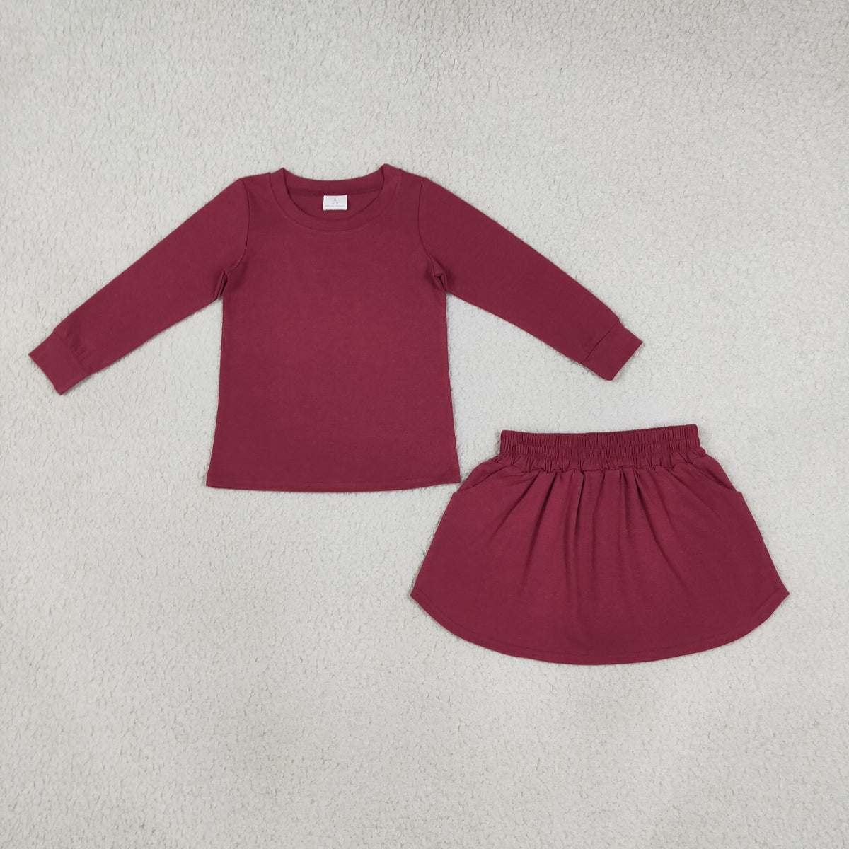 GLD1697 Maroon Sweatshirt Long Sleeve Skorts Girls Set