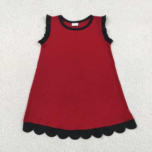 GSD4058 Scallop Maroon Sleeveless Girls Dress