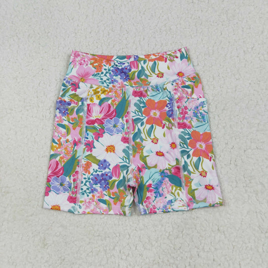 SS0614 yoga colorful flowers girls shorts