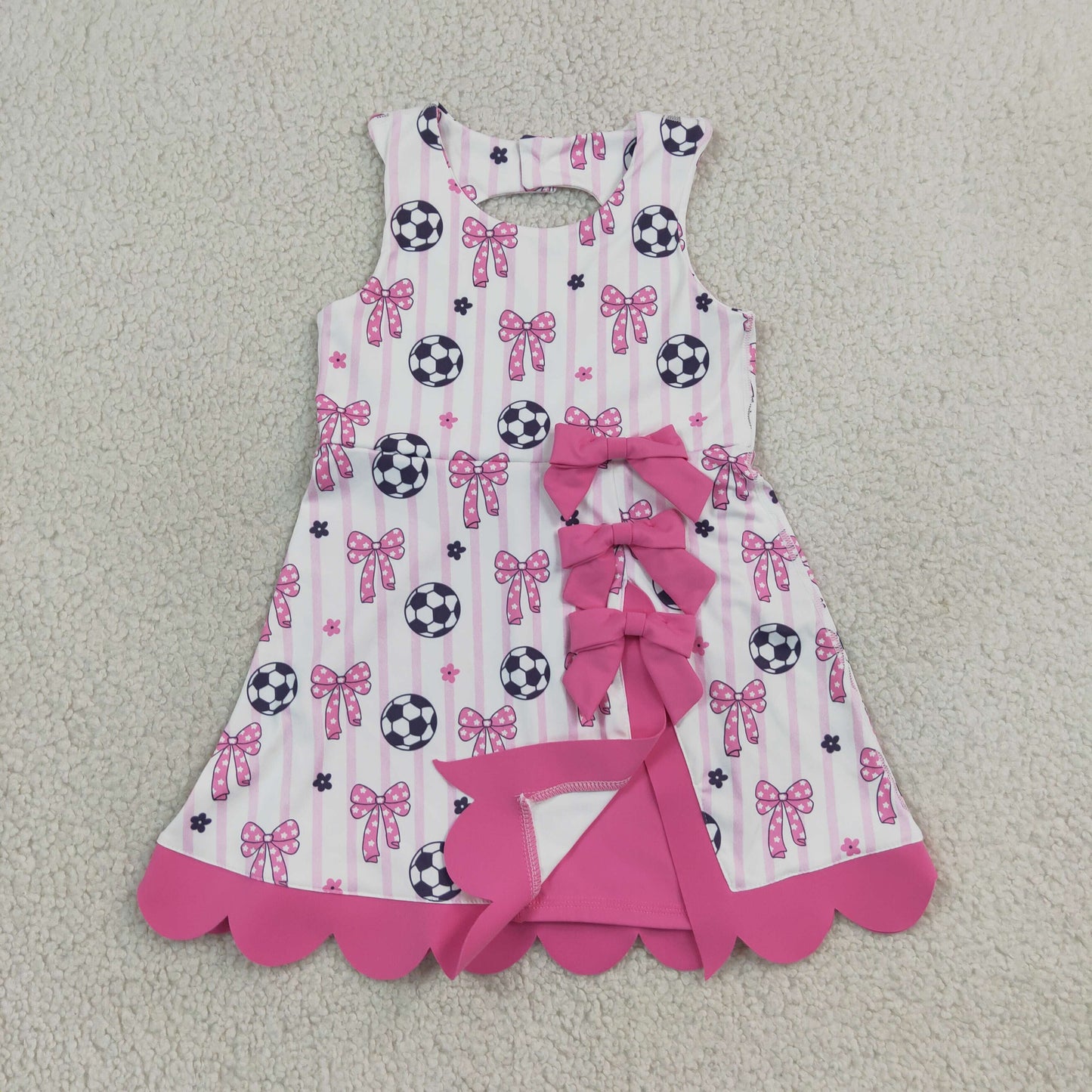 GSD4100 Yoga Soccer Pink Bows Sleeveless Skorts Girls Dress