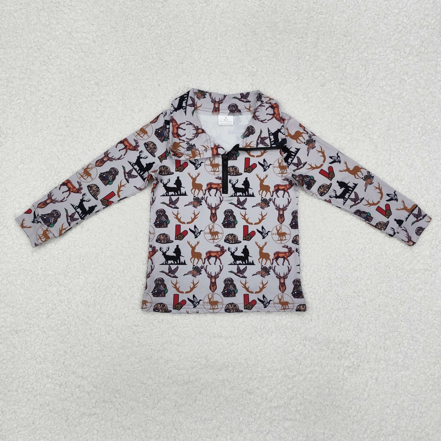 BT0954 hunting mallard deer dog long sleeve boys pullover