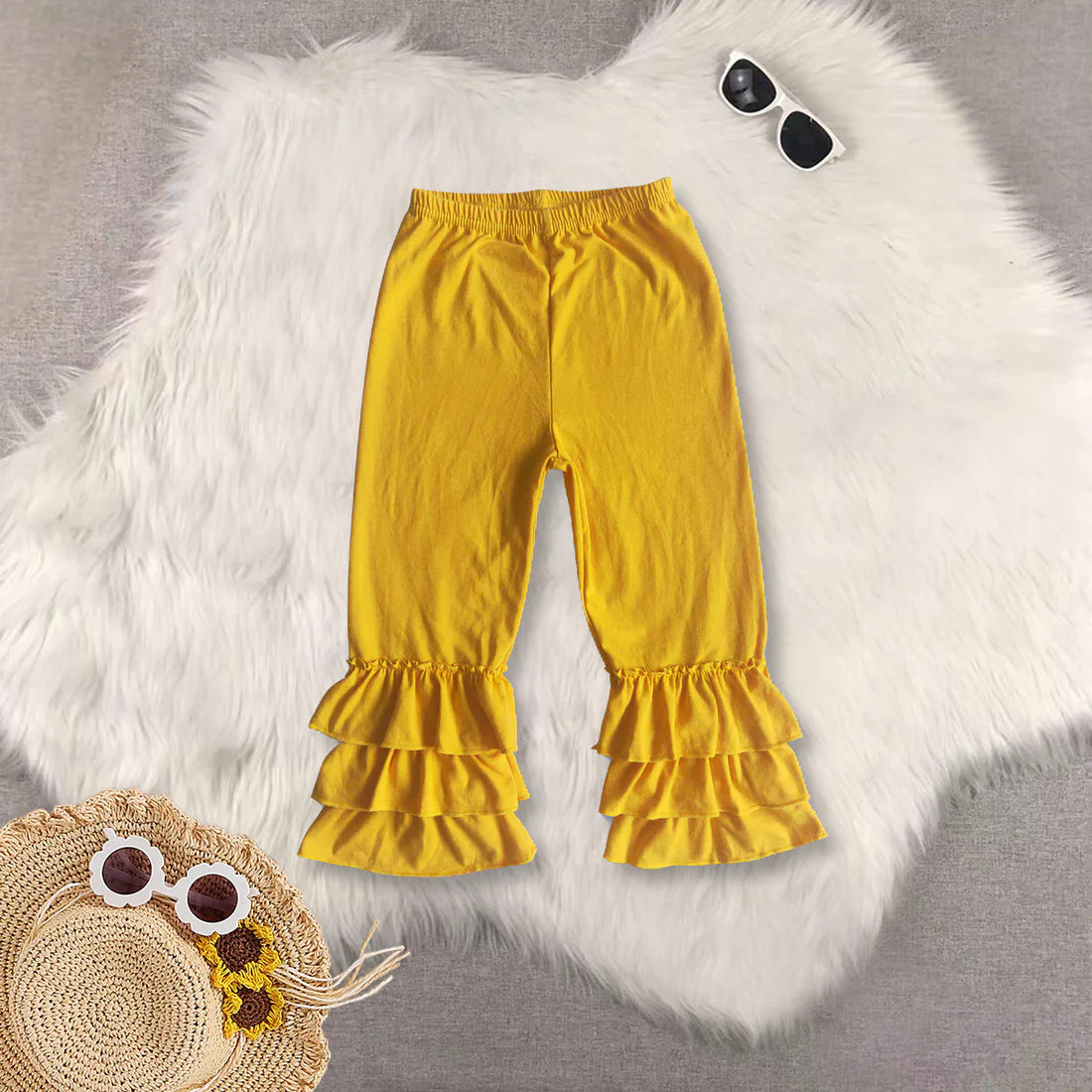 cotton solid color ruffles girls pants RTS Sibling Clothes