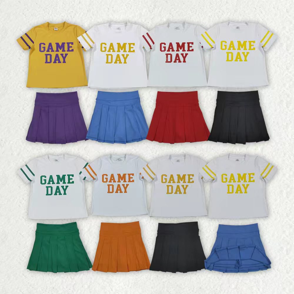 yoga screen print game day yoga skorts girls set RTS Sibling Clothes