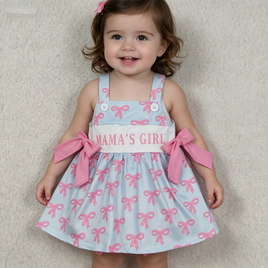SR3426 MAMA'S GIRL bows pink girls romper