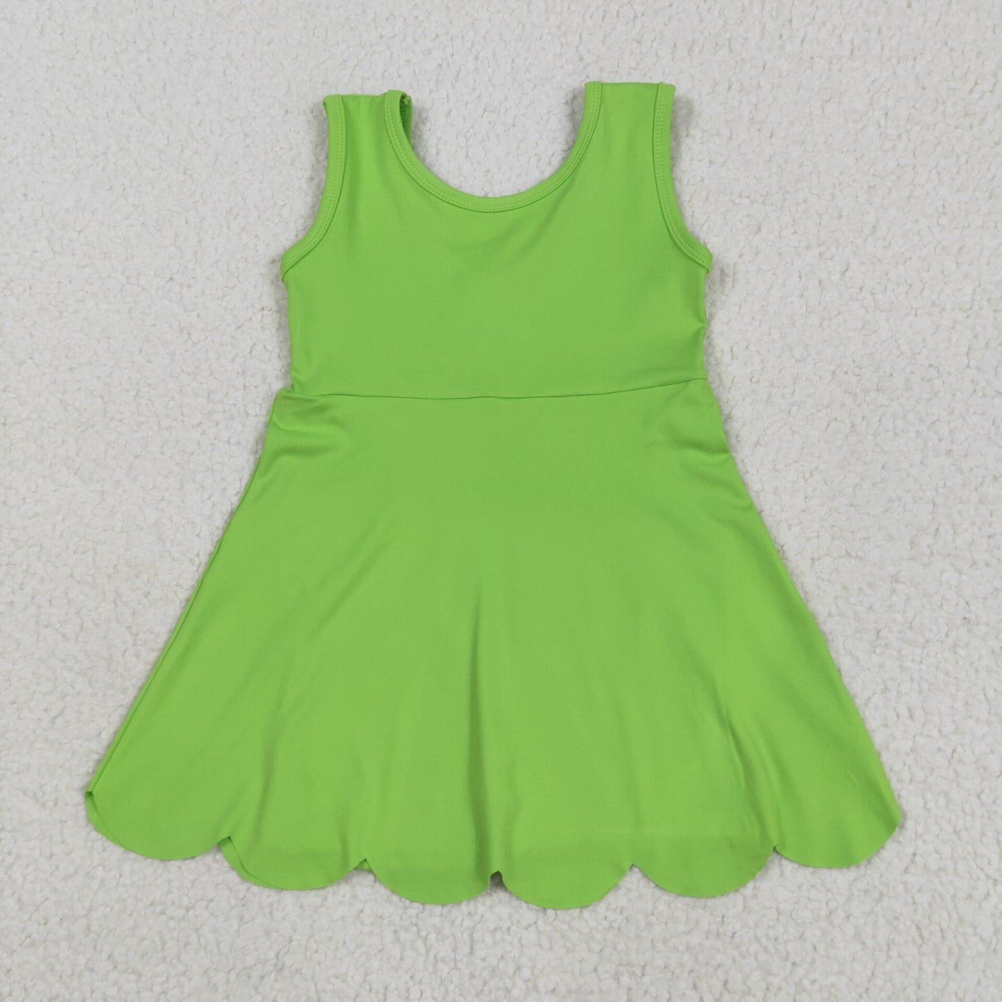 GSD2351 green sleeveless yoga girls dress with shorts