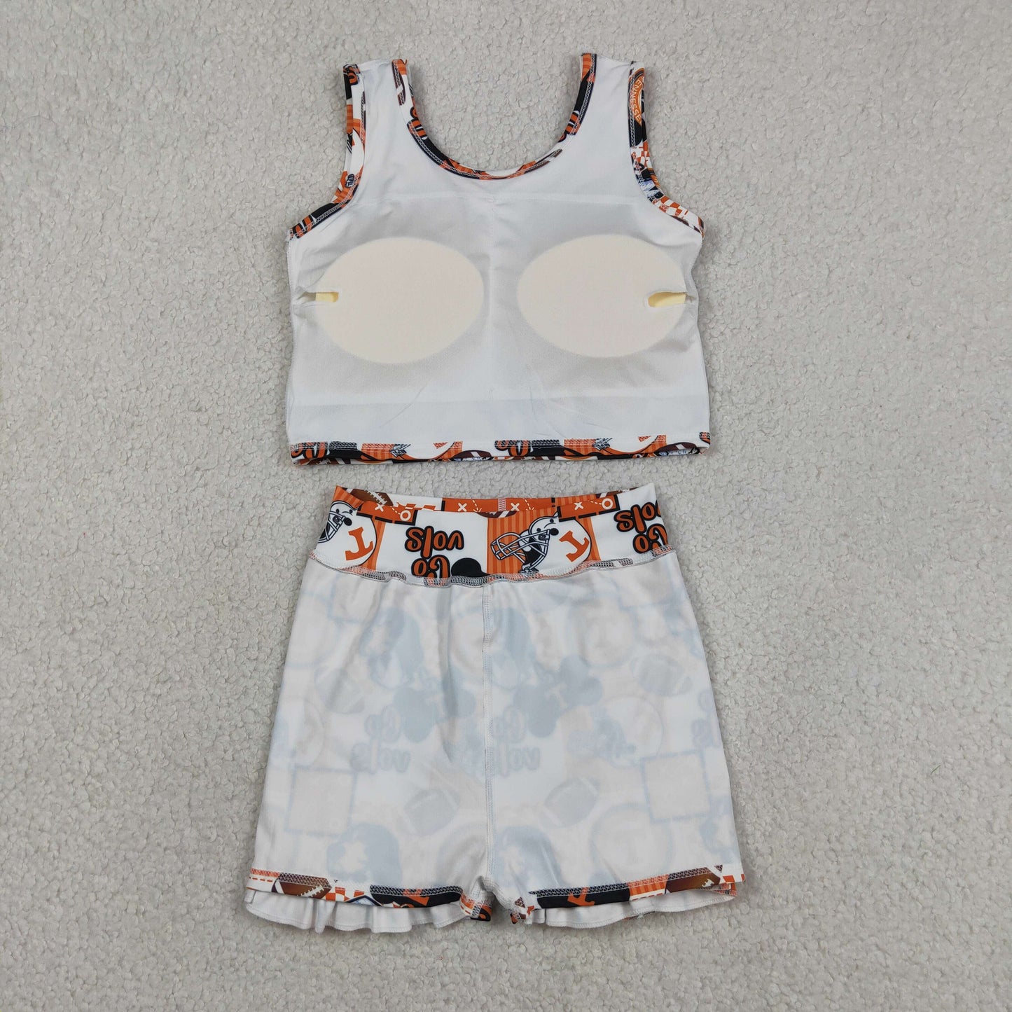 GSD3613 Yoga Football Item Red Yellow Sleeveless Skorts Girls Set