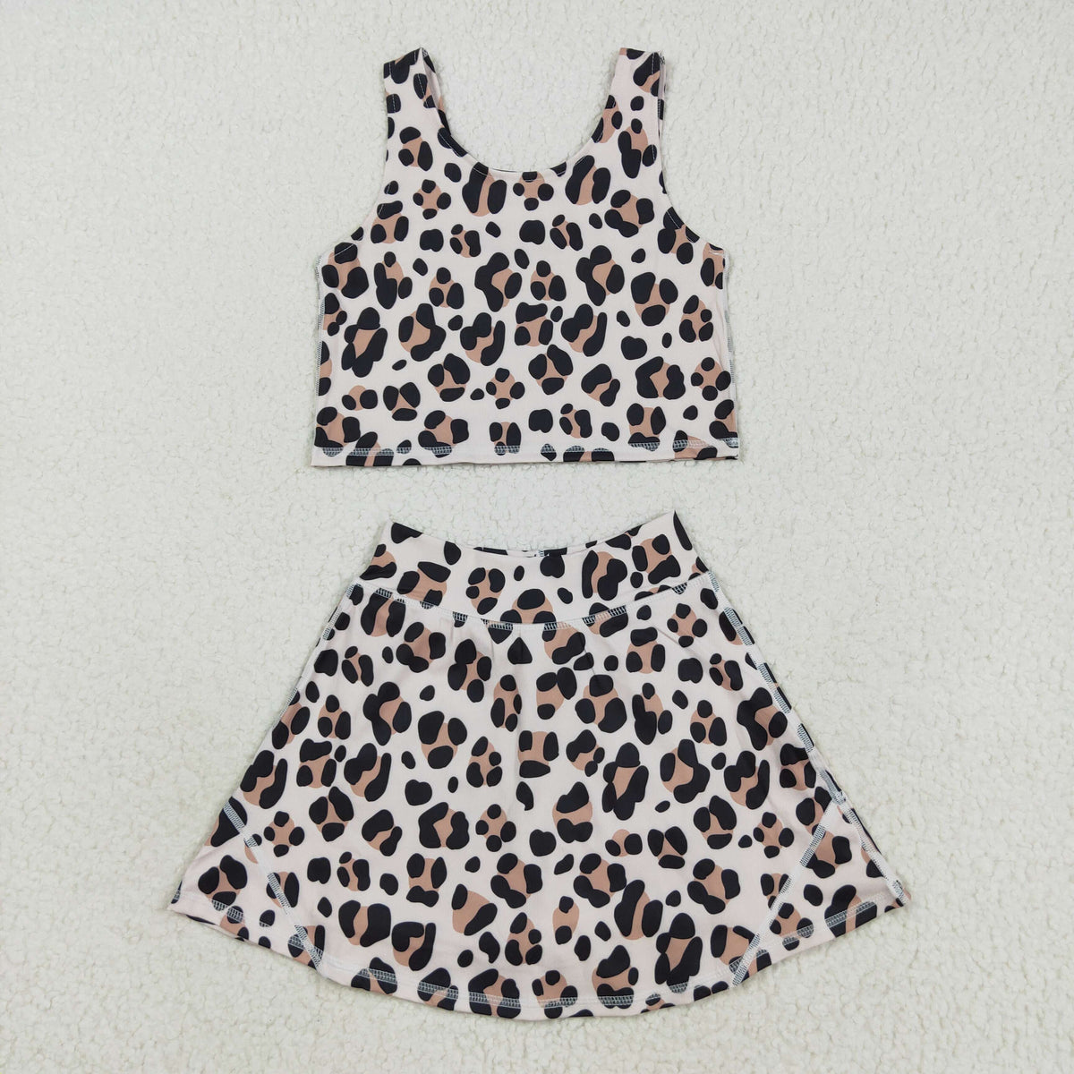 GSD2327 yoga leopard sleeveless skorts girls set