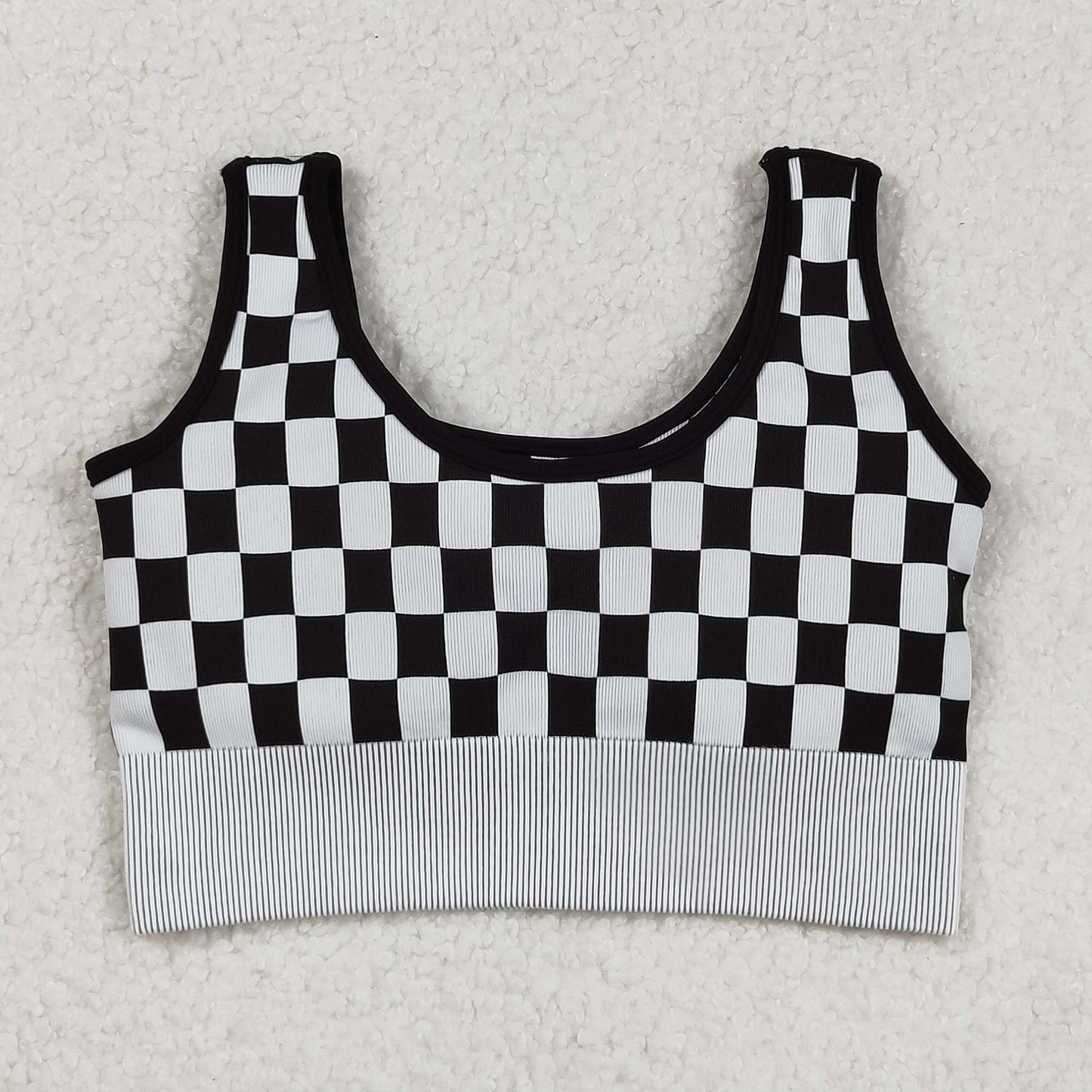 GT1189 black checkered adult women top