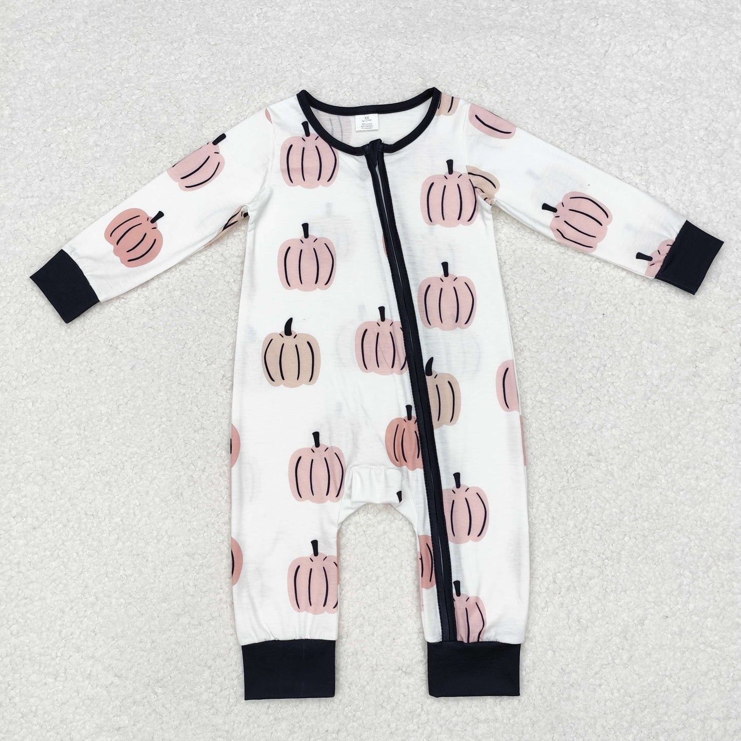 bamboo LR1437 Autumn pumpkin long sleeve boys zipper romper