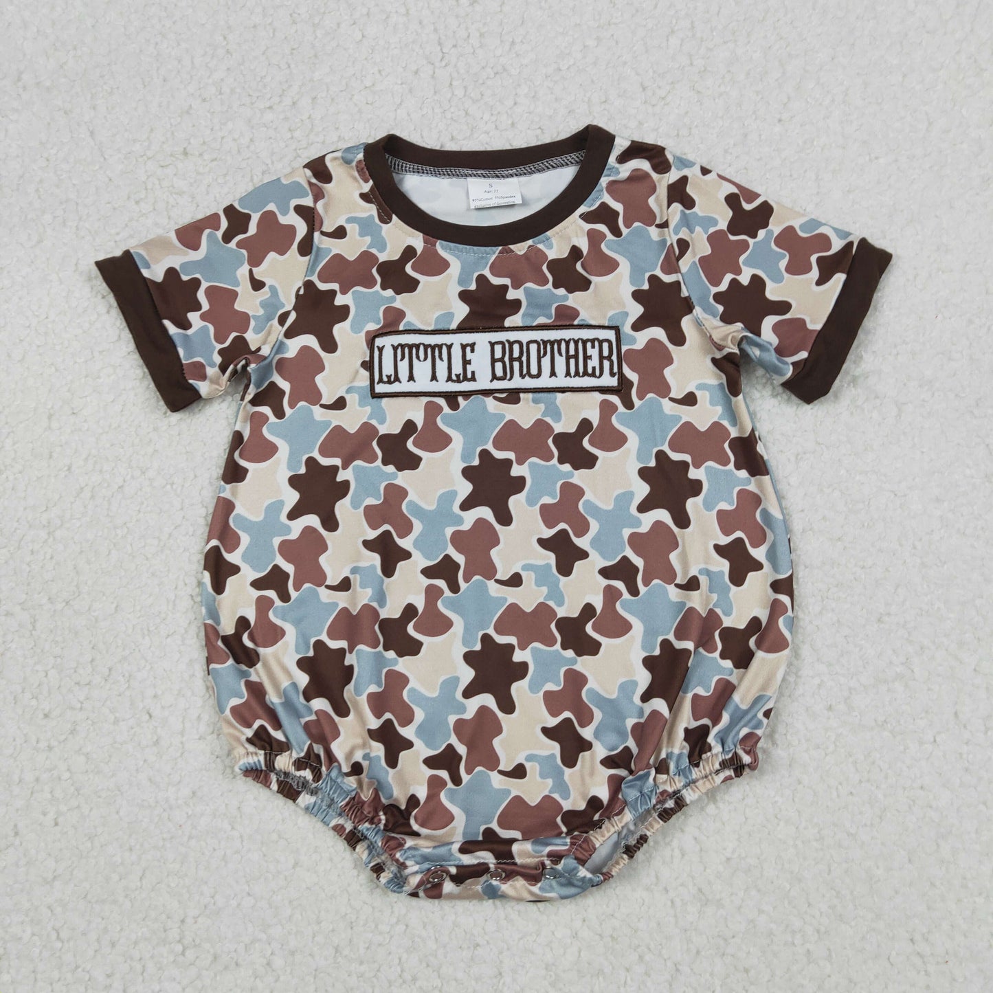 Embroidery SR3986 Little Brother Camo Short Sleeve Boys Romper