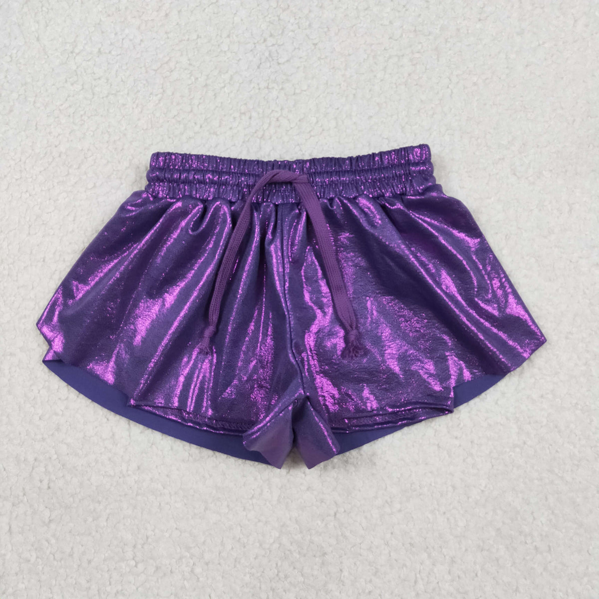 SS0686 Purple Leather Girls Shorts