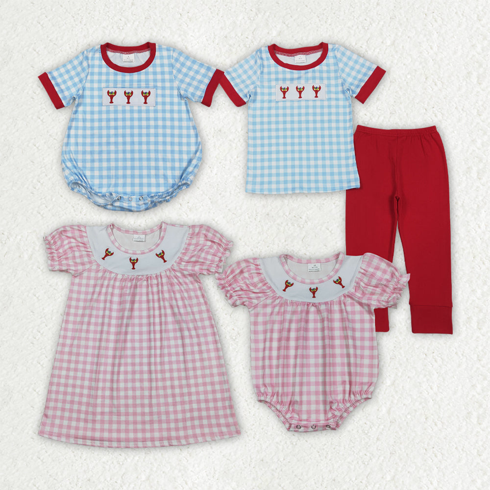 Embroidery Mardi Gras Crayfish RTS Sibling Clothes