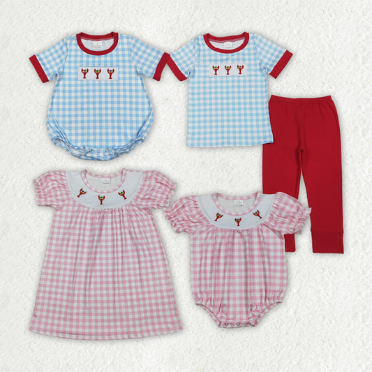 Embroidery Mardi Gras Crayfish RTS Sibling Clothes