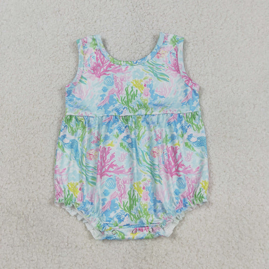 SR3991 Mermaid Sleeveelss Girls Romper