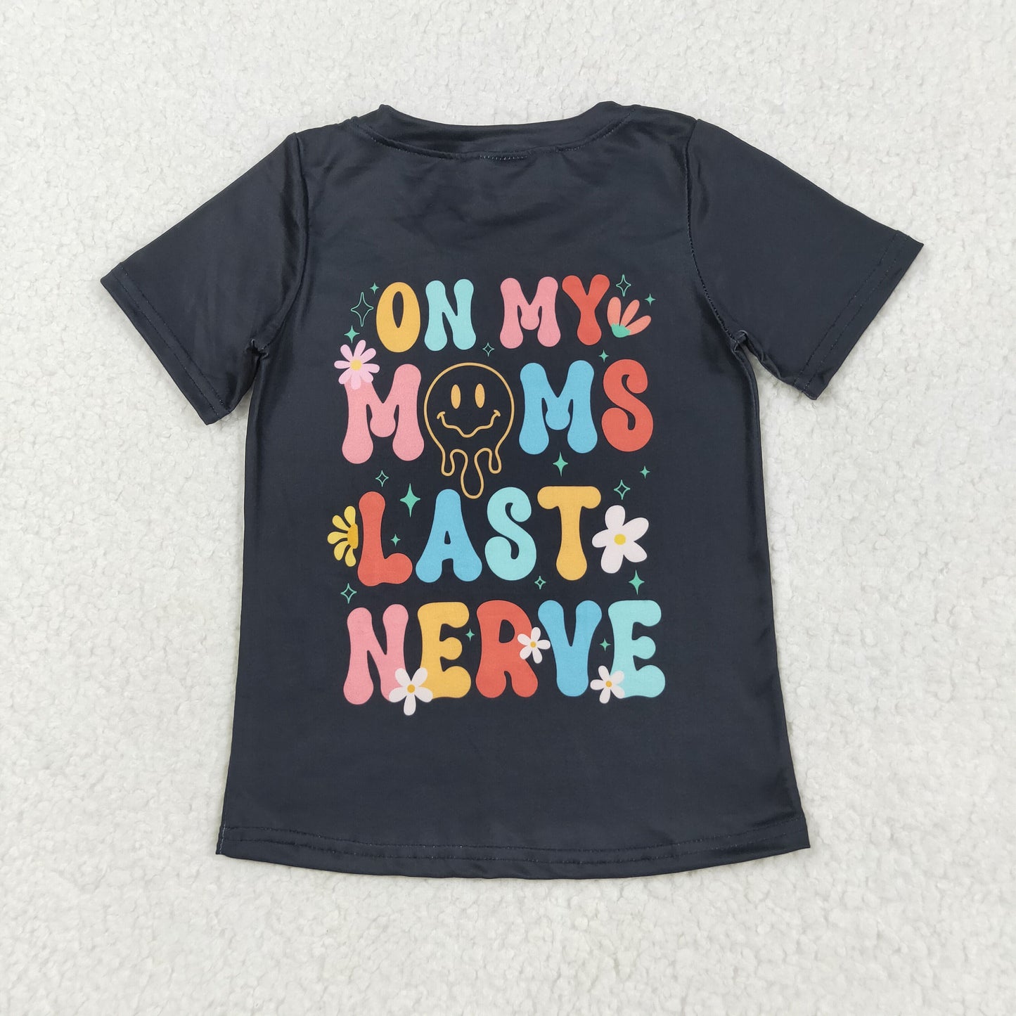 GT1026 on my moms last nerve smile black short sleeve girls top