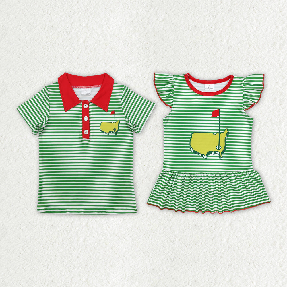 Golf Green Striped Top RTS Sibling Clothes