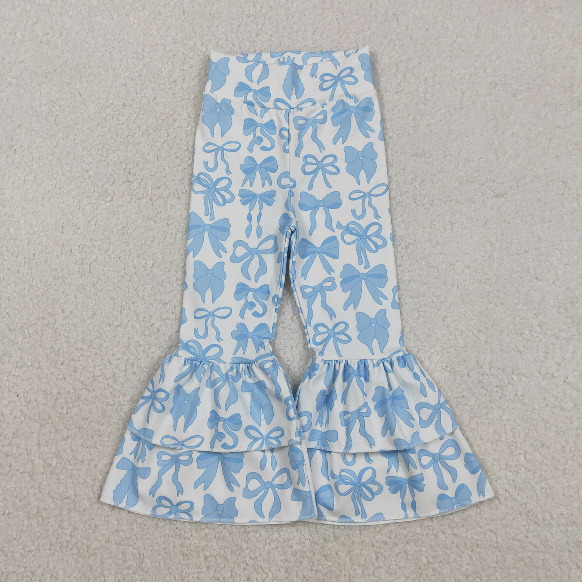 P0886 yoga blue bows coquette bows bell-bottom pants girls pants