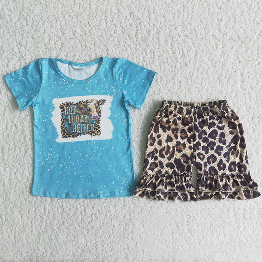 C5-16 Not Today Heifer Blue Bleach Design Leopard Print Set