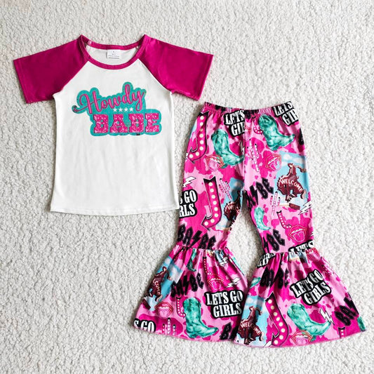 B8-28 Hot Pink Howdy Babe Cowgirls Kids Outfits