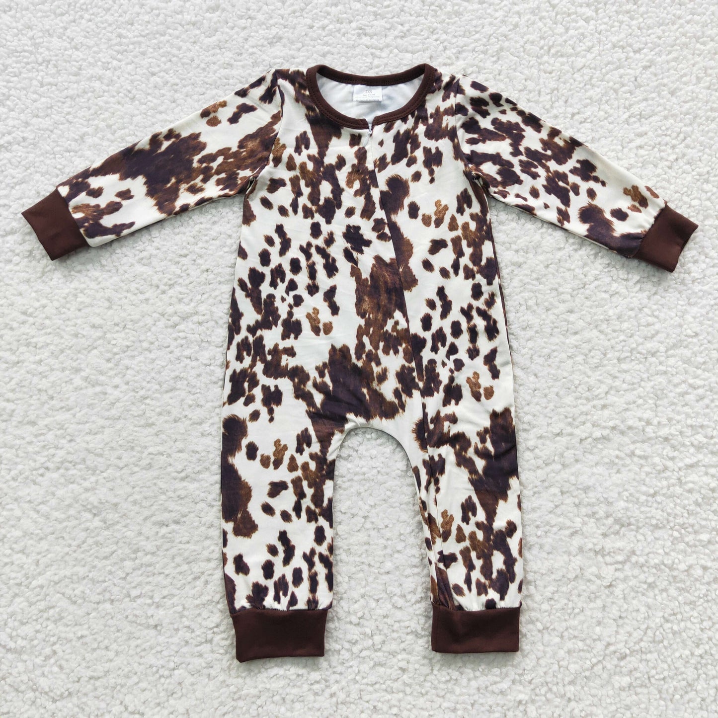 LR0308 Ink pattern Black Kids Long Sleeve Romper