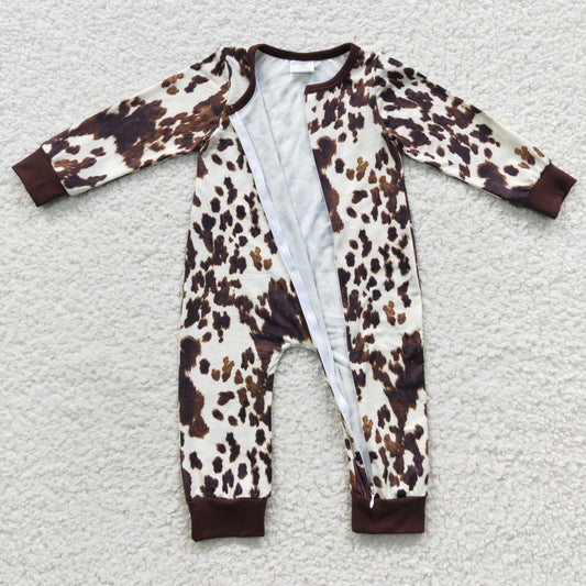 LR0308 Ink pattern Black Kids Long Sleeve Romper