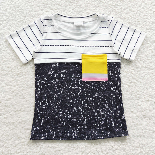BT0235 Back To School Yellow & Black Dot Print  Kids T-shirts