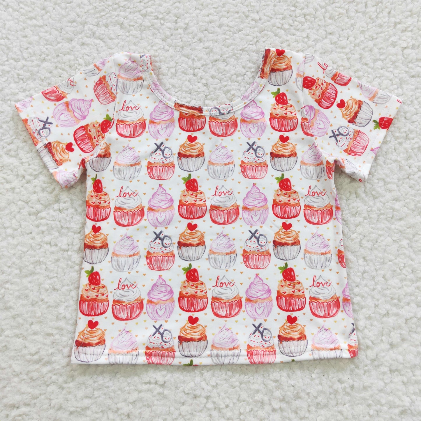 GT0204 XO Love Cake Pink Short Sleeves Girls Summer T-shirt