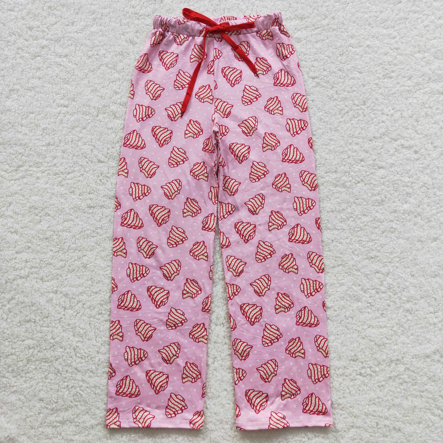 Tis The Season Christmas Cake Tree Pink Adult Pajamas Pants