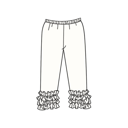 Custom style ivory color ruffles girls pants