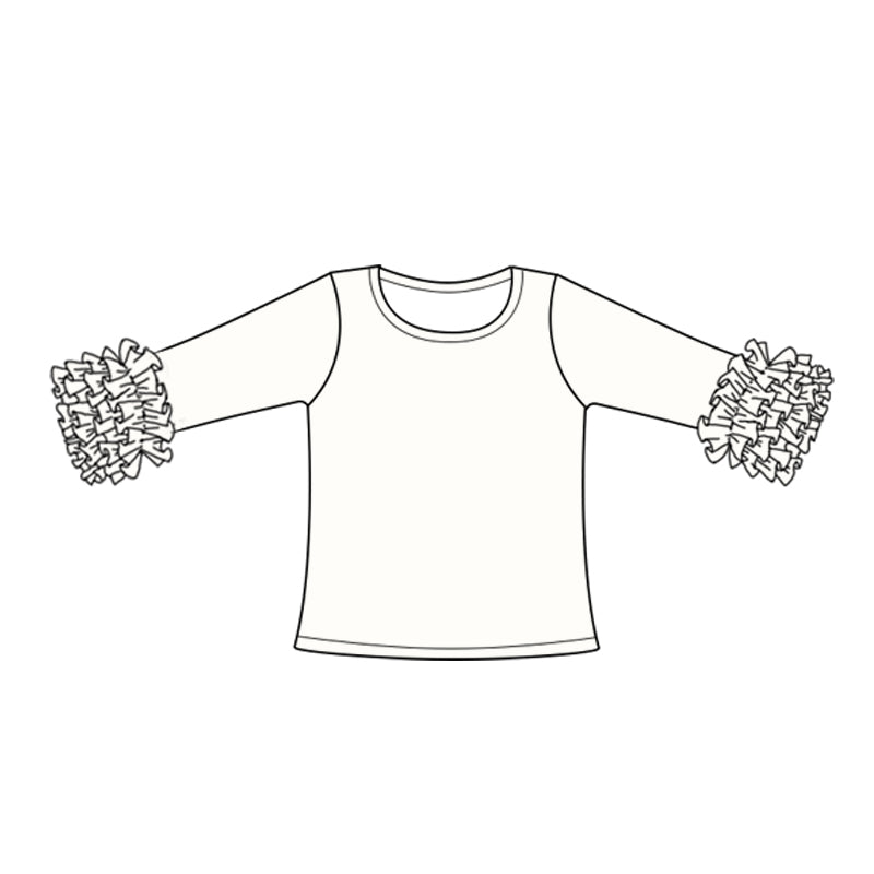 Custom style ivory color ruffles girls top
