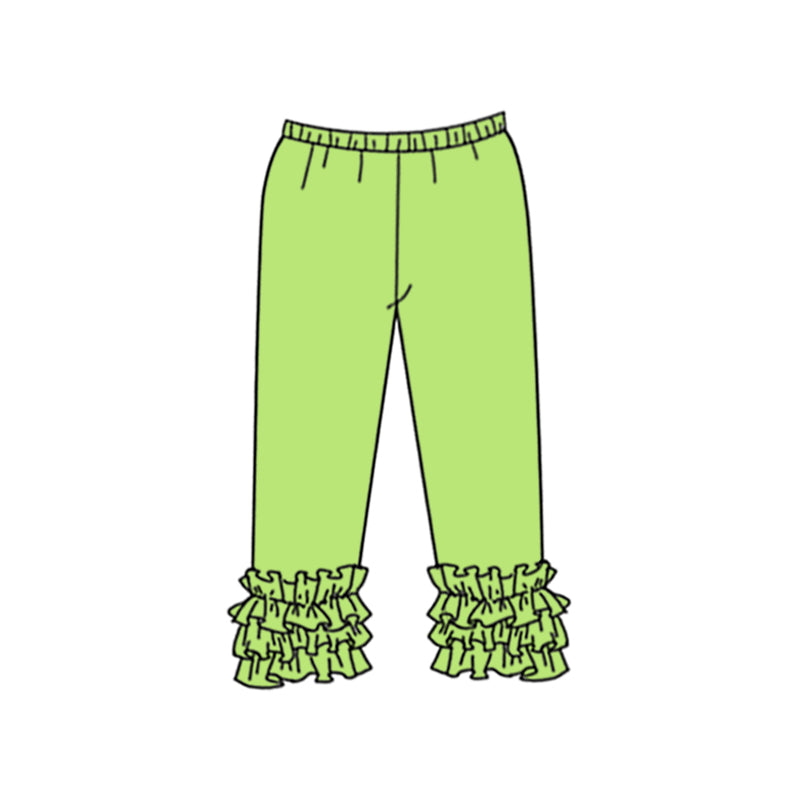 Custom style lime color ruffles girls pants