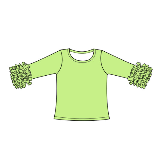 Custom style lime color ruffles girls top