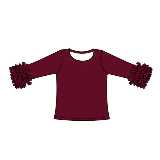 Custom style maroon color ruffles girls top