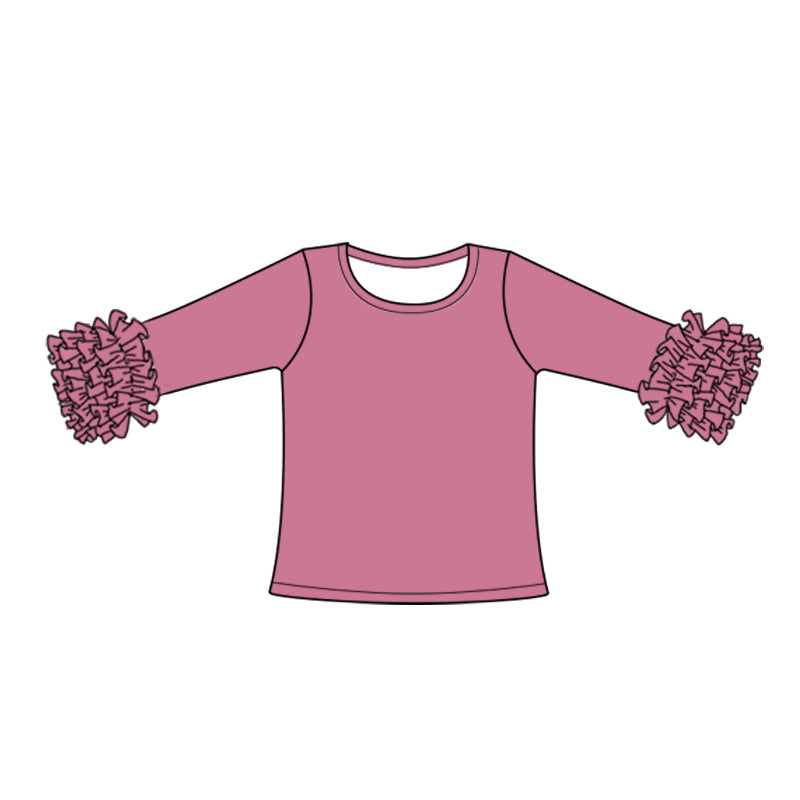 Custom style mauve color ruffles girls top