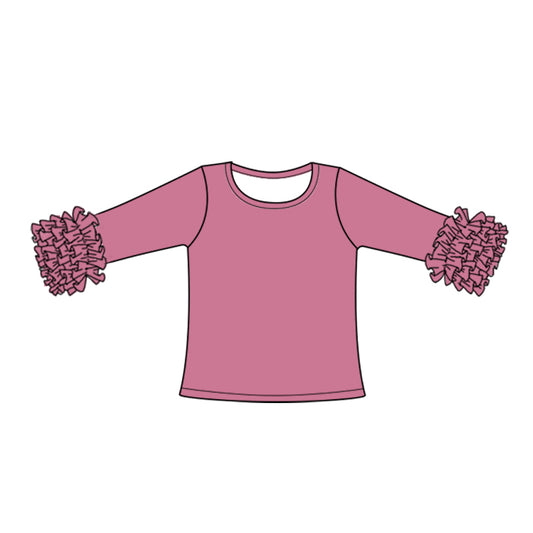 Custom style mauve color ruffles girls top
