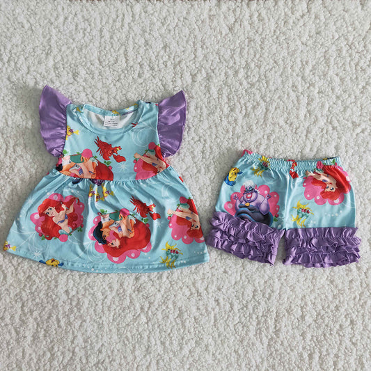 Mermaid Baby Girls Purple And Blue Summer Set
