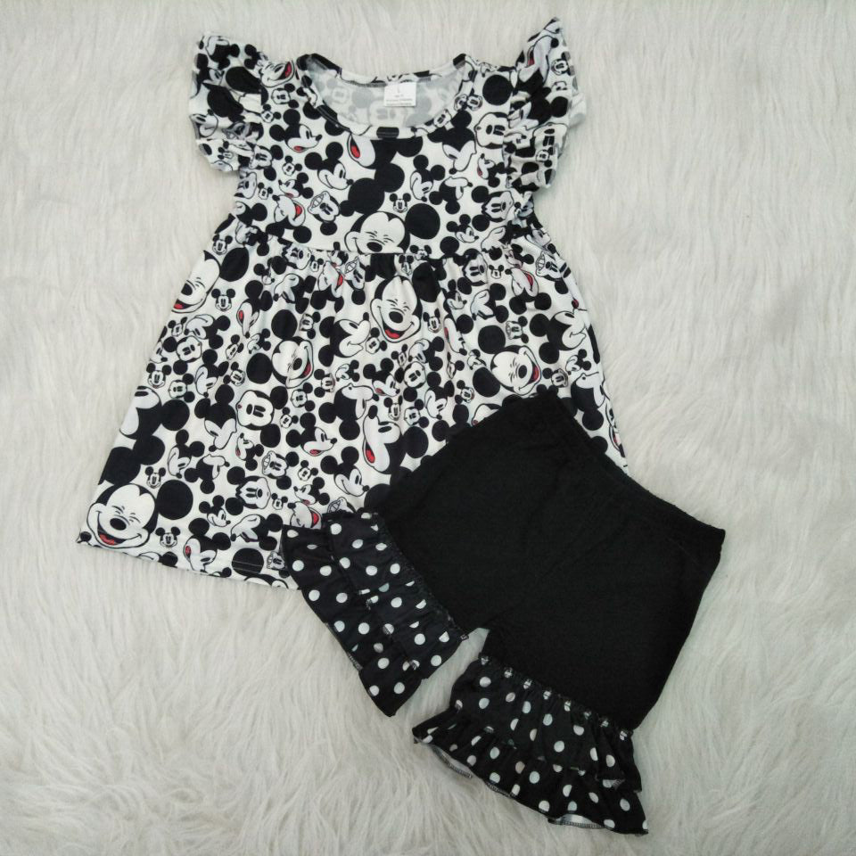 Cartoon Summer Black Dots Shorts Kids Clothes