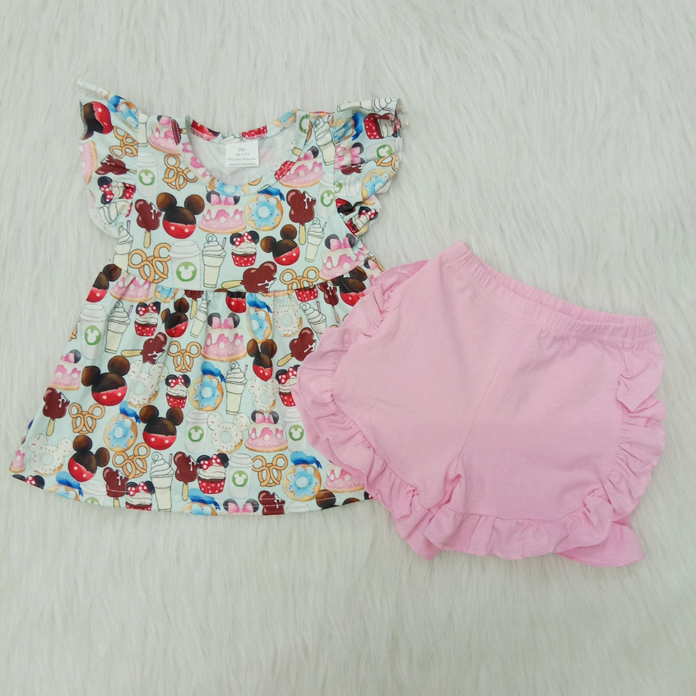 Cartoon Summer Girls Pink Shorts Kids Outfits