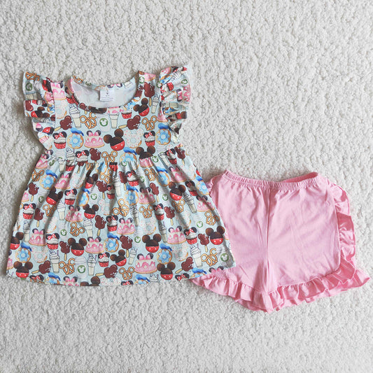 Cartoon Summer Girls Pink Shorts Kids Outfits