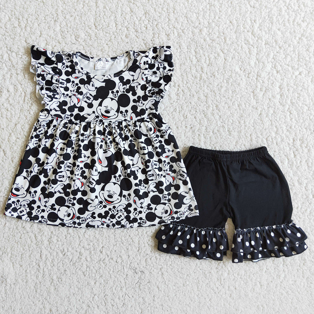 Cartoon Summer Black Dots Shorts Kids Clothes