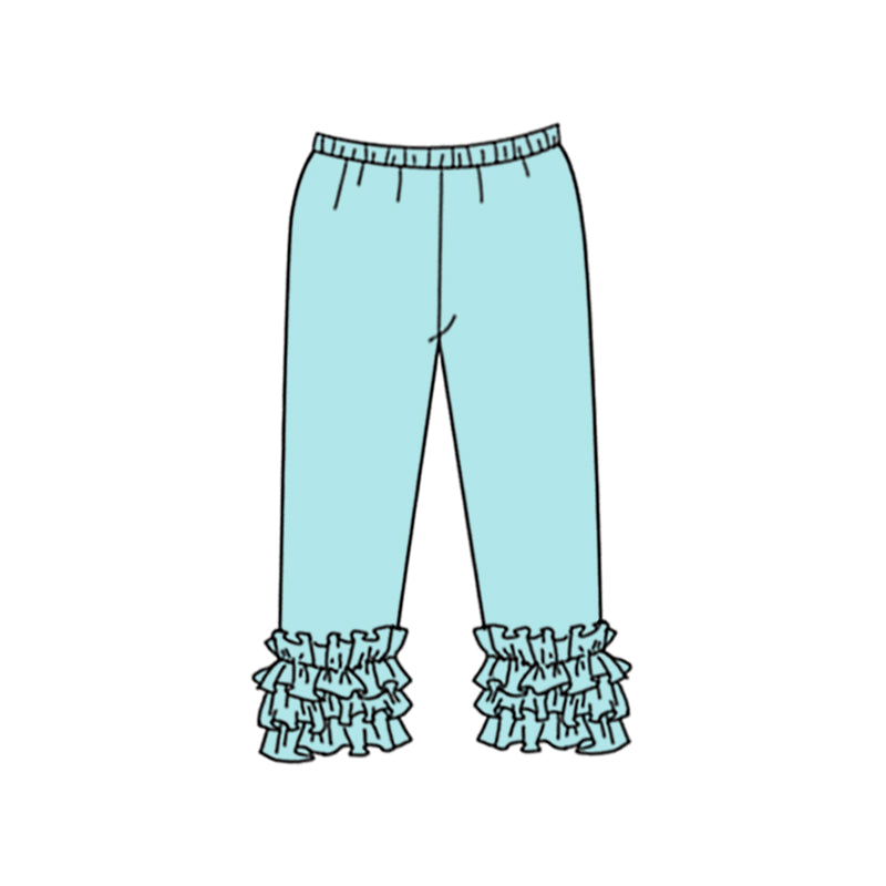 Custom style mint color ruffles girls pants