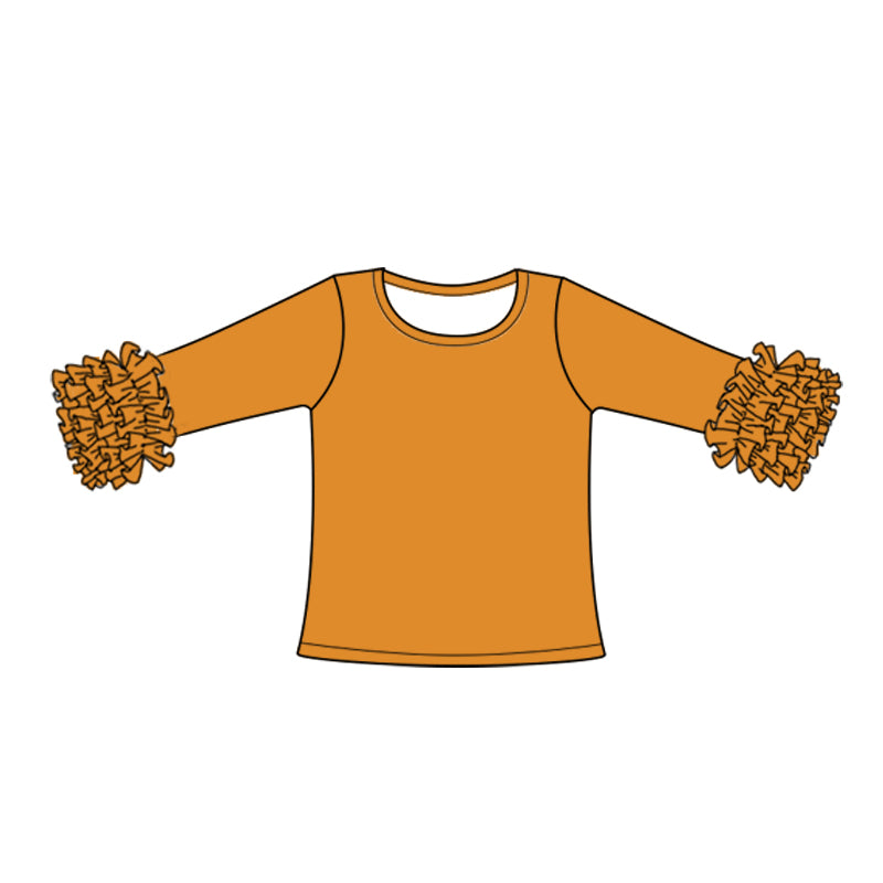 Custom style mustard color ruffles girls top