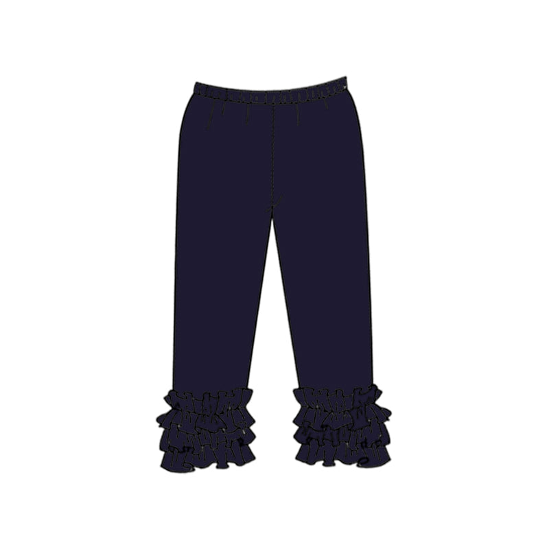 Custom style navy color ruffles girls pants