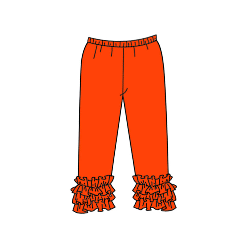 Custom style orange color ruffles girls pants