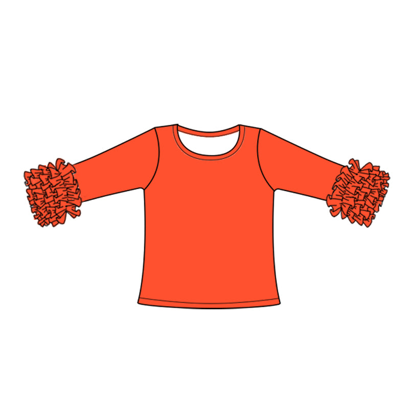 Custom style orange color ruffles girls top